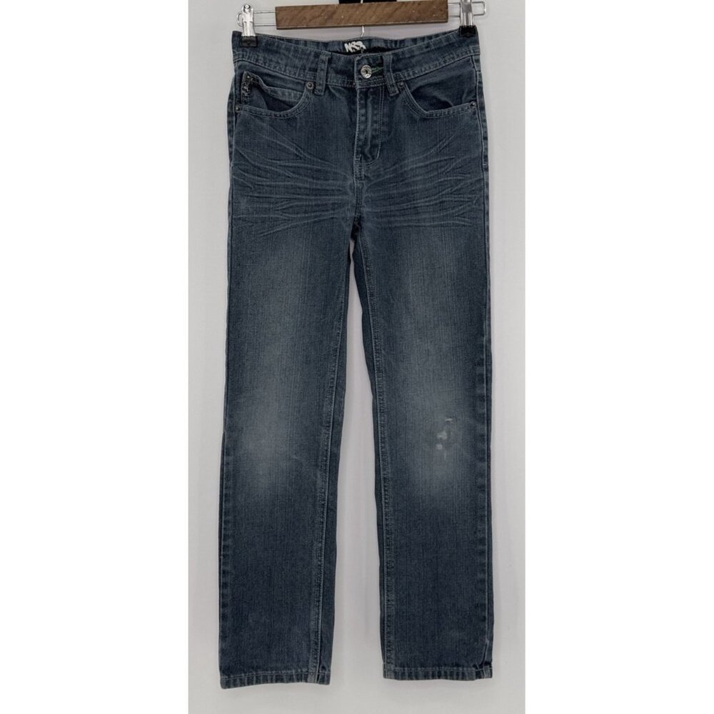 NSS Boy’s 100% Cotton Denim Jeans Blue‎ Skulls Size 10 Punk Grunge Goth Hipster